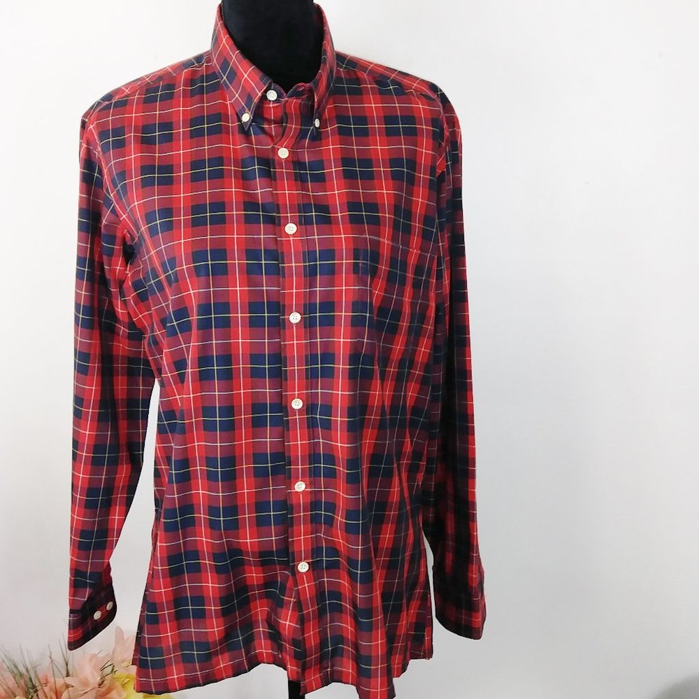 John Henry button down plaid shirt size 16 32/33